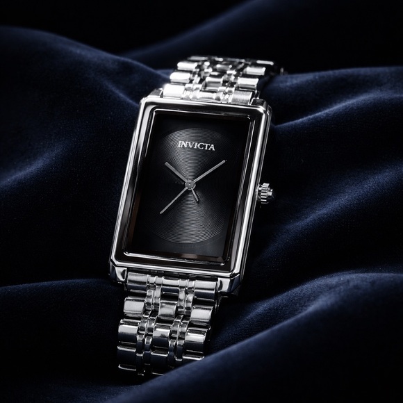 Invicta Accessories - Invicta Women’s Sterling Silver and Black Rectangular Timepiece. Classic ⌚️26mm